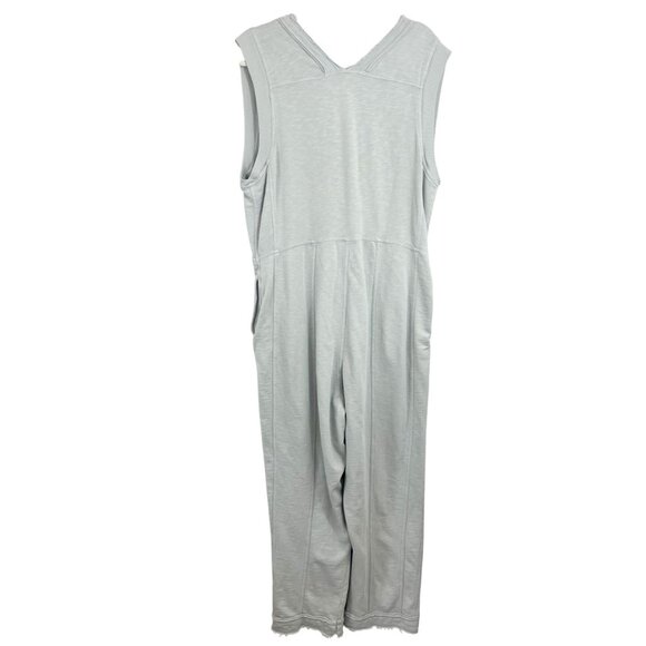 Anthropologie Daily Practice Landing Jumpsuit Gray Pockets V-Neck - Size Large - Picture 2 of 9